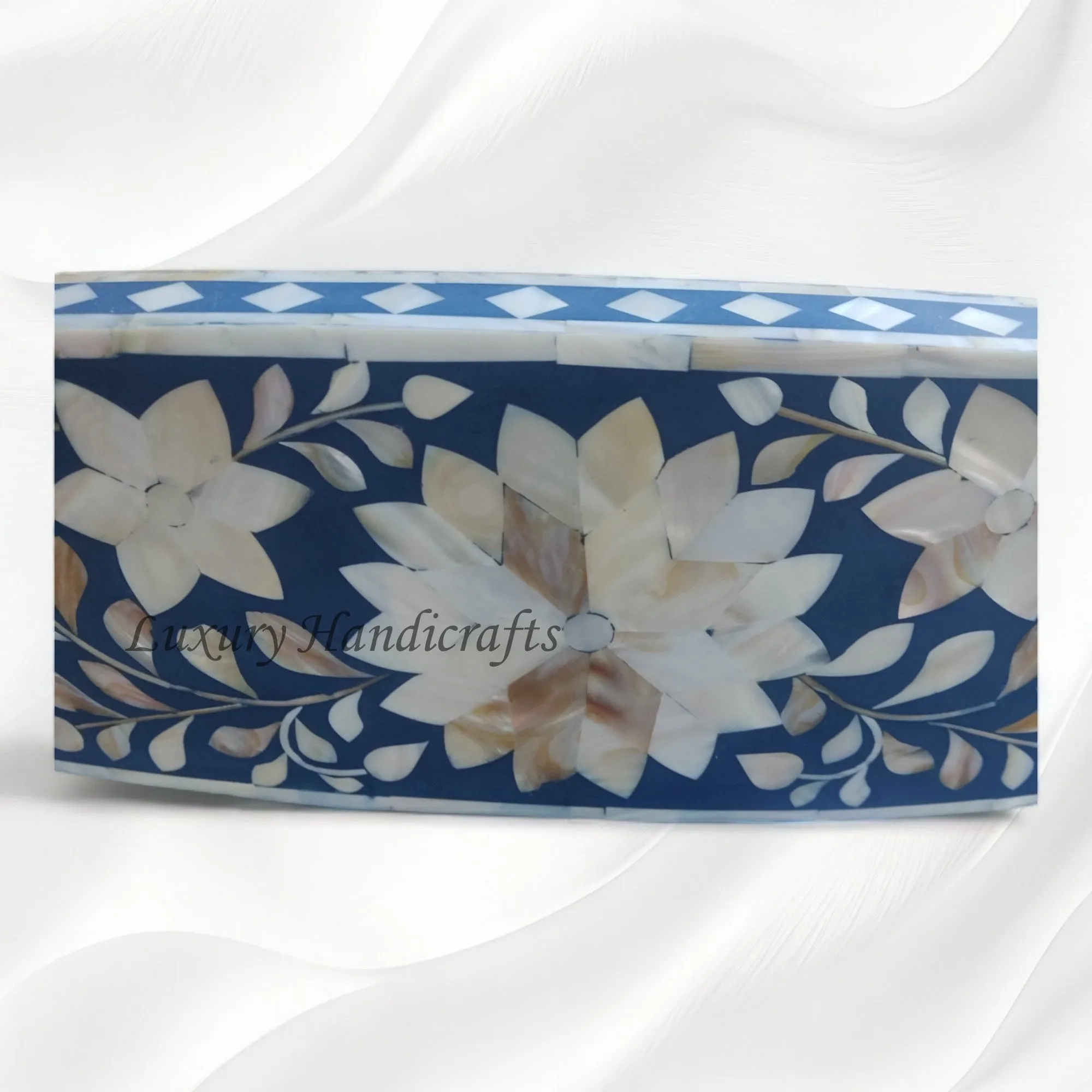 MOP Inlay Floral Rams Head Chair Blue