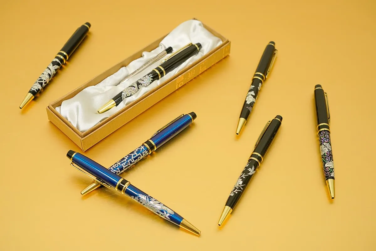 Mother of Pearl Ballpoint Pen with Birds Design