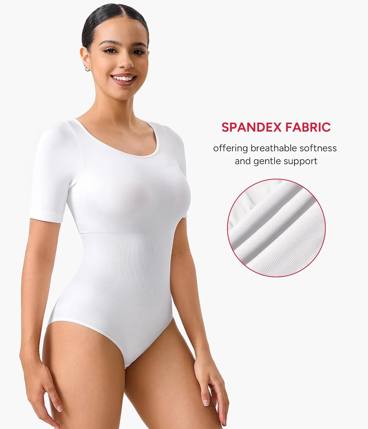 Nebility Shapewear Bodysuit for Women Tummy Control Seamless Body Shaper Short Sleeve Body Suits for Women Tank Tops