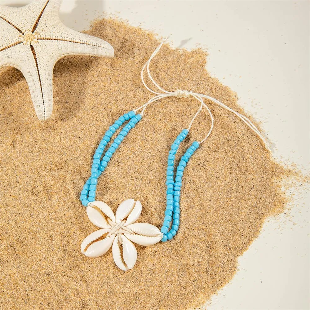 NewZenro Boho Natural Shell Beaded Adjustable Anklet Bracelet for Women Vintage Boho Summer Foot Chain Ankle Bracelet Fashion Summer Holiday Jewelry for Her 15.7"
