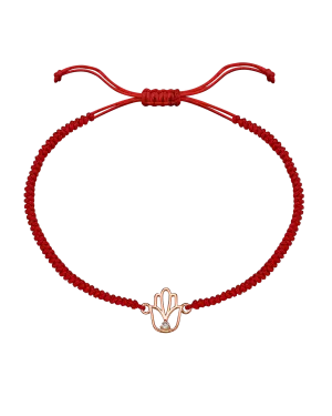 Outlined Hamsa [RED] - 14K Rose Gold