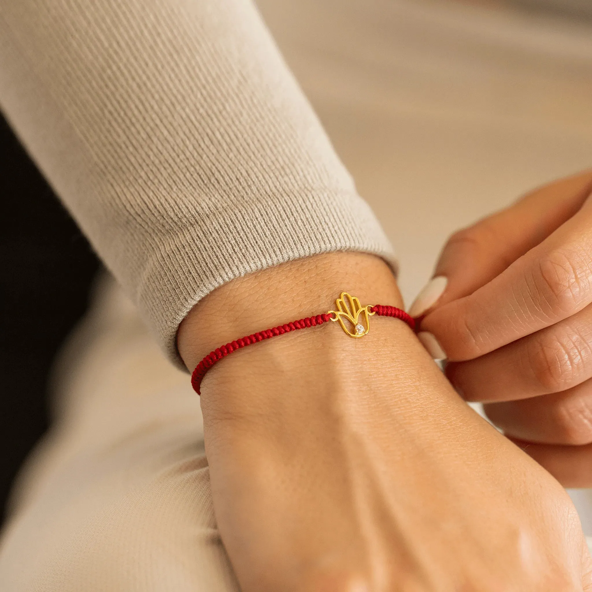 Outlined Hamsa [RED] - 925 Sterling Silver