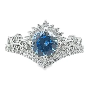 R640 Blue Crown CZ Ring