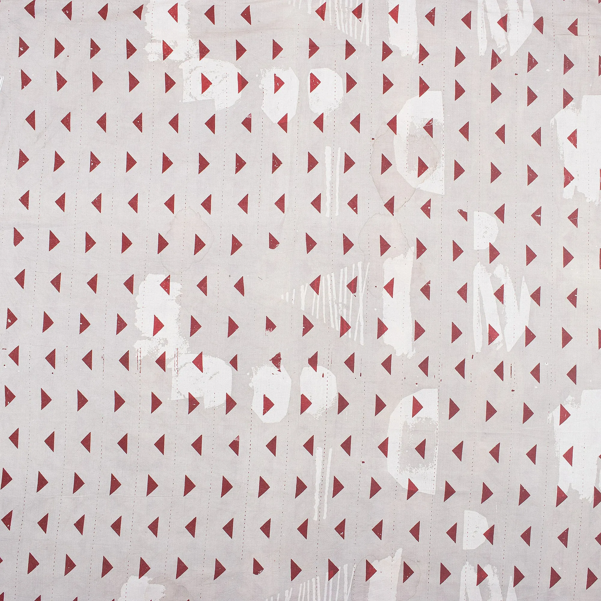 Red Geometrical Printed Cotton Running Fabric