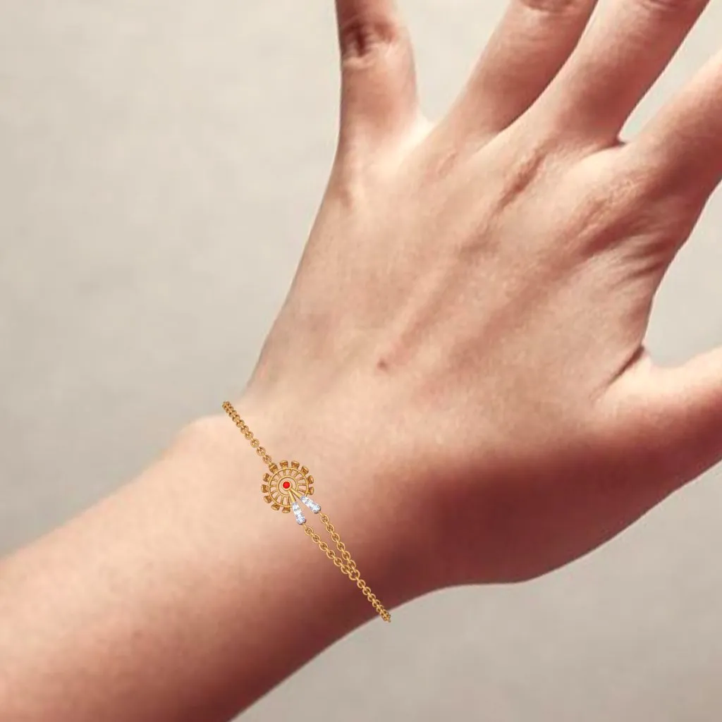 Shimmering Single Red Stone Studded Gold Bracelet