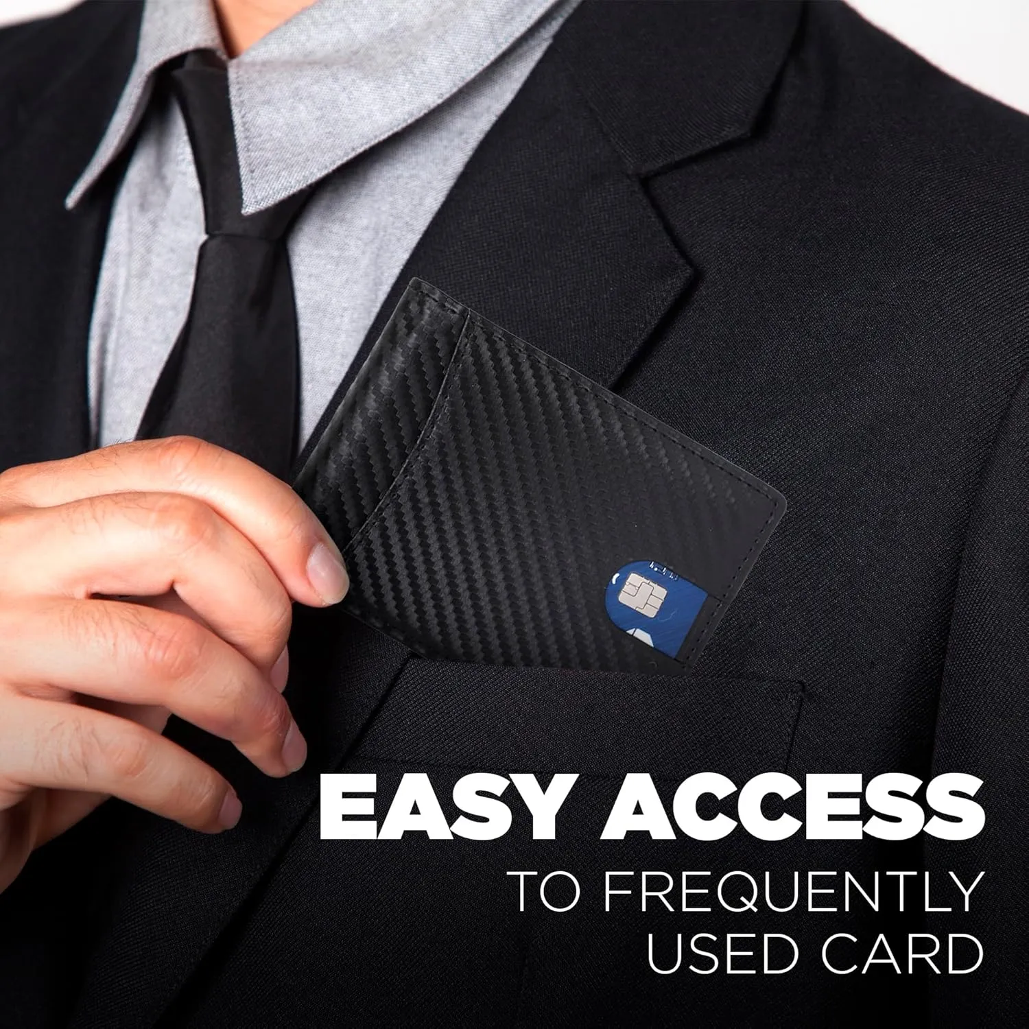 Slim Bifold Wallet for man with Money Clip - RFID Blocking, Multiple Credit Card Pockets - Sleek and Versatile Design - Genuine Leather - Ideal for Cash and Cards (Black - Blue)