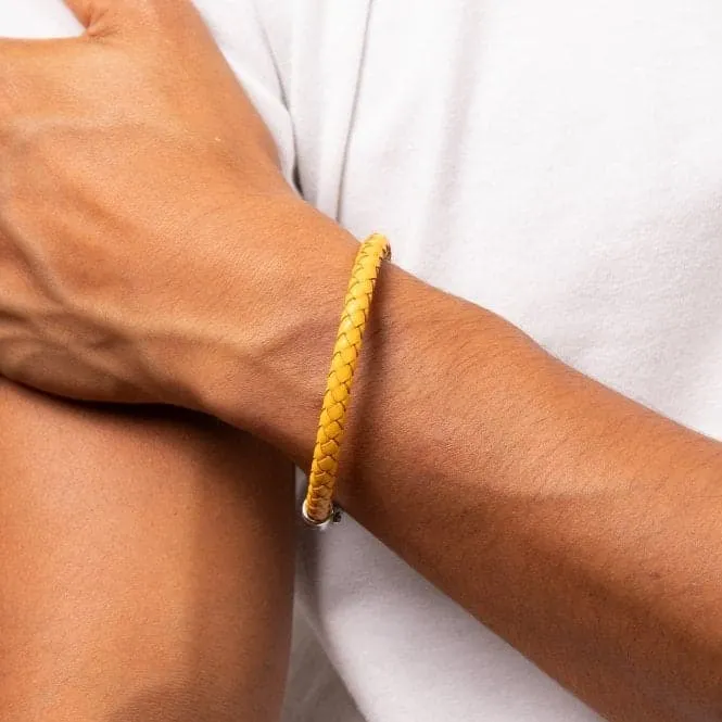 Stainless Steel Mustard Yellow Leather Bracelet B5459