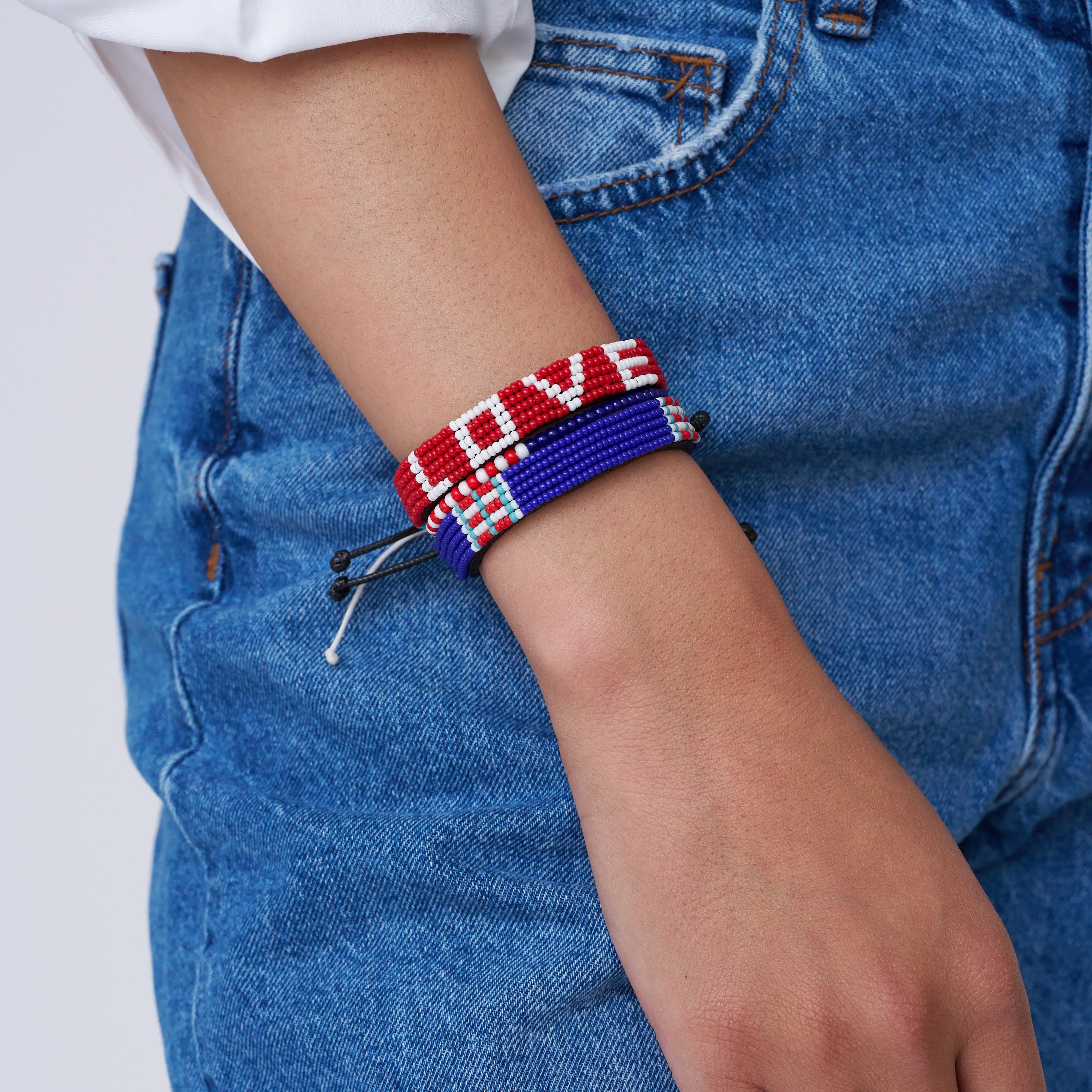 Stripe Bracelet - Royal/Red/White