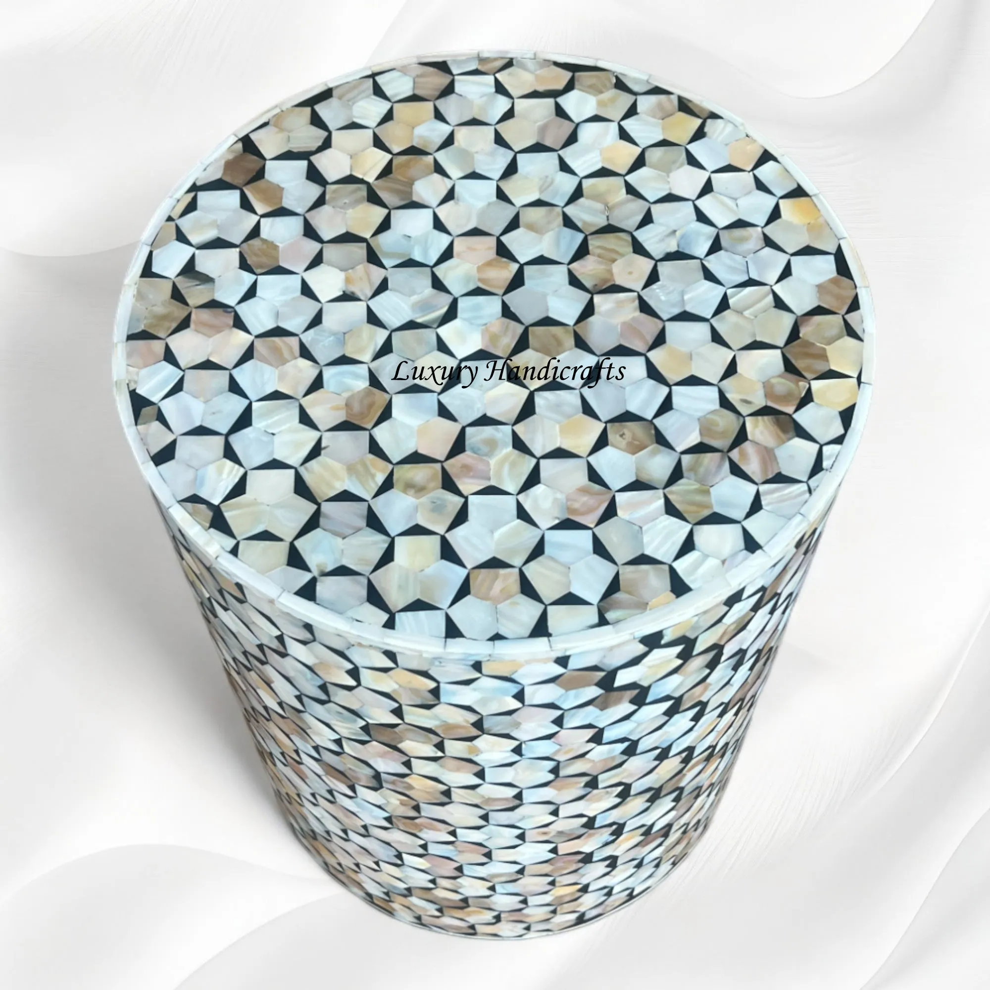 Targua MOP Inlay Round Stool Black