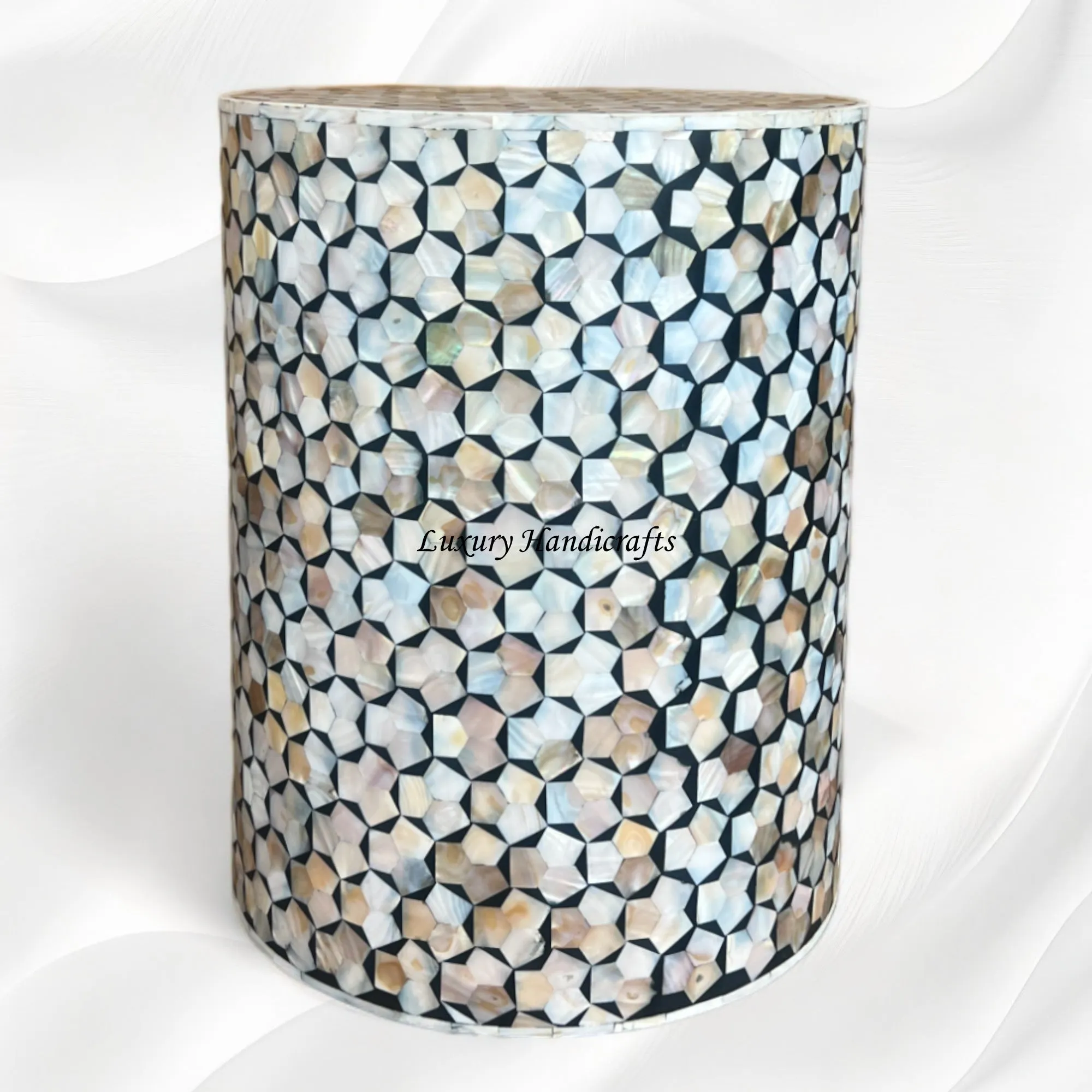 Targua MOP Inlay Round Stool Black
