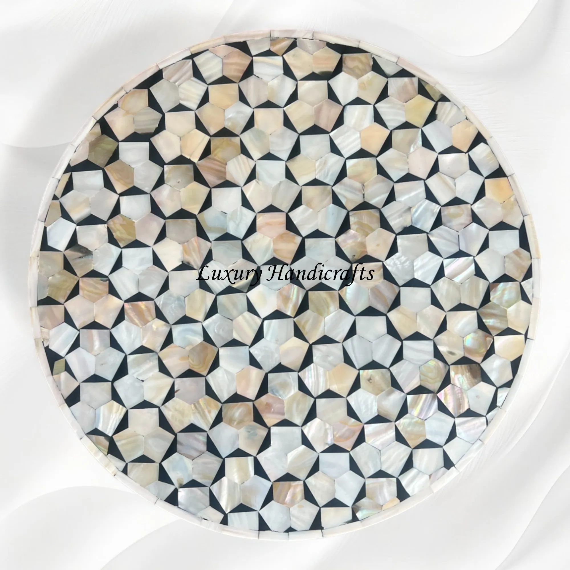 Targua MOP Inlay Round Stool Black