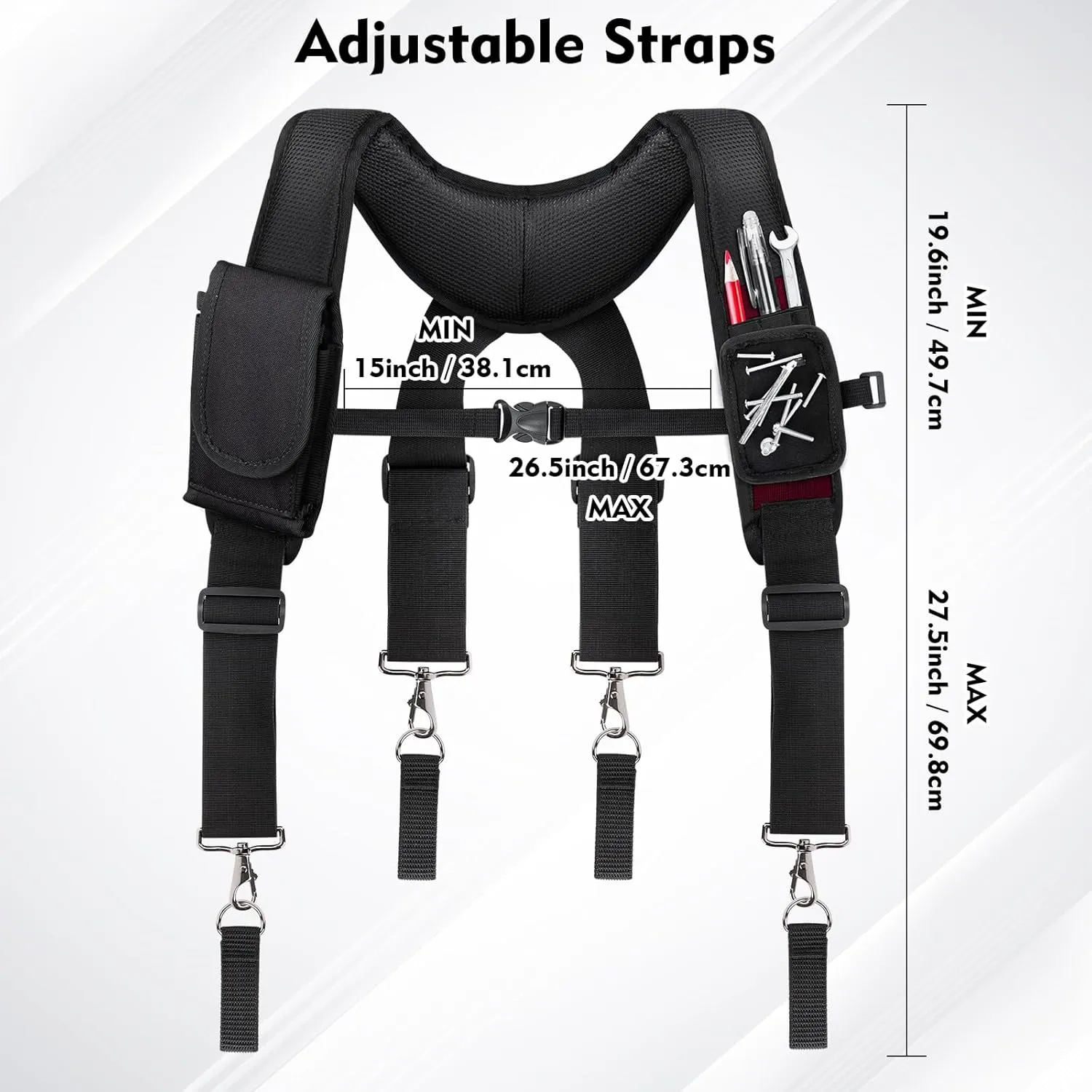 Tool Belt Suspenders, Work Belt Suspender Suitable for Construction Electrician Tool Belt with Adjustable Straps red