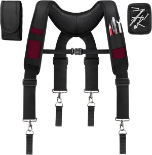 Tool Belt Suspenders, Work Belt Suspender Suitable for Construction Electrician Tool Belt with Adjustable Straps red