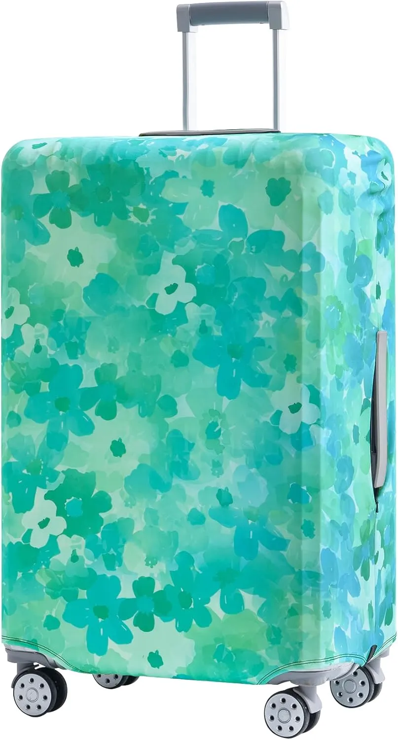 TRAVEL KIN Luggage Covers For Suitcase Tsa Approved,Suitcase Cover Protector Fit 22-25 Inch Luggage (Blue Floral-M)