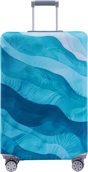 TRAVEL KIN Luggage Covers For Suitcase Tsa Approved,Suitcase Cover Protector Fit 22-25 Inch Luggage (Blue Wave-M)
