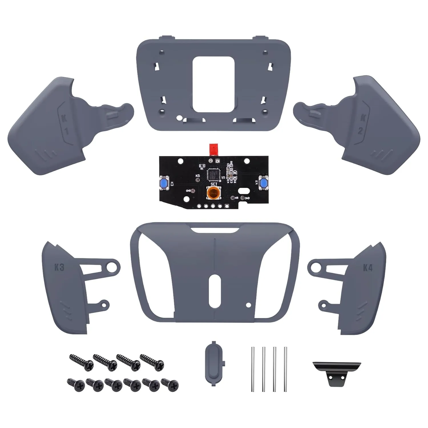 Turn RISE to RISE4 Kit  Redesigned Sterling Silver K1 K2 K3 K4 Back Buttons Housing & Remap PCB Board for eXtremeRate RISE & RISE4 Remap kit for PS5 Controller - Without Other Accessories