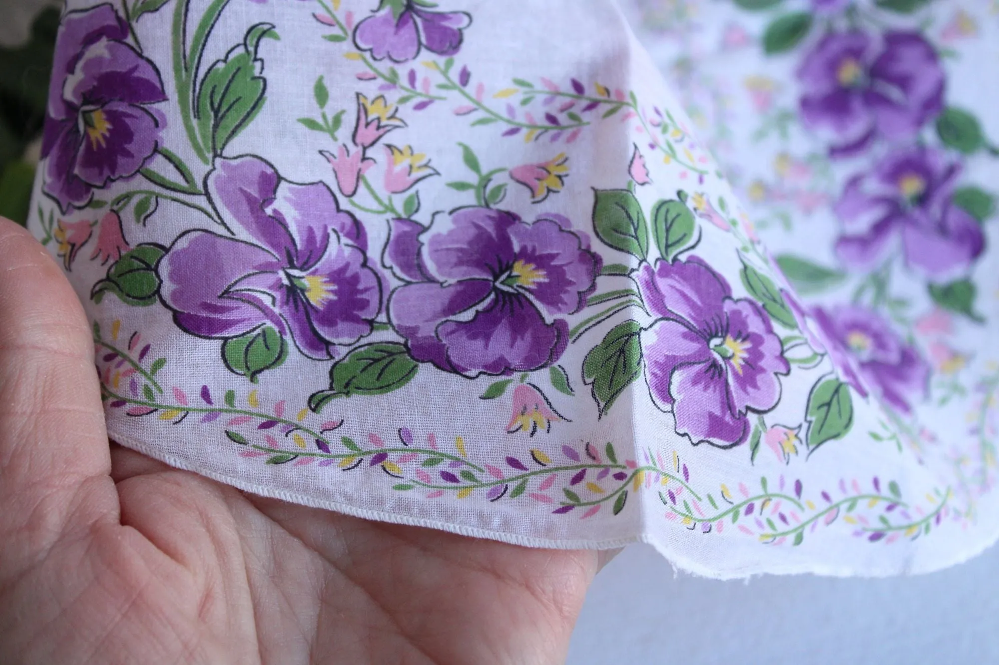 Vintage Violet Print Round Handkerchief