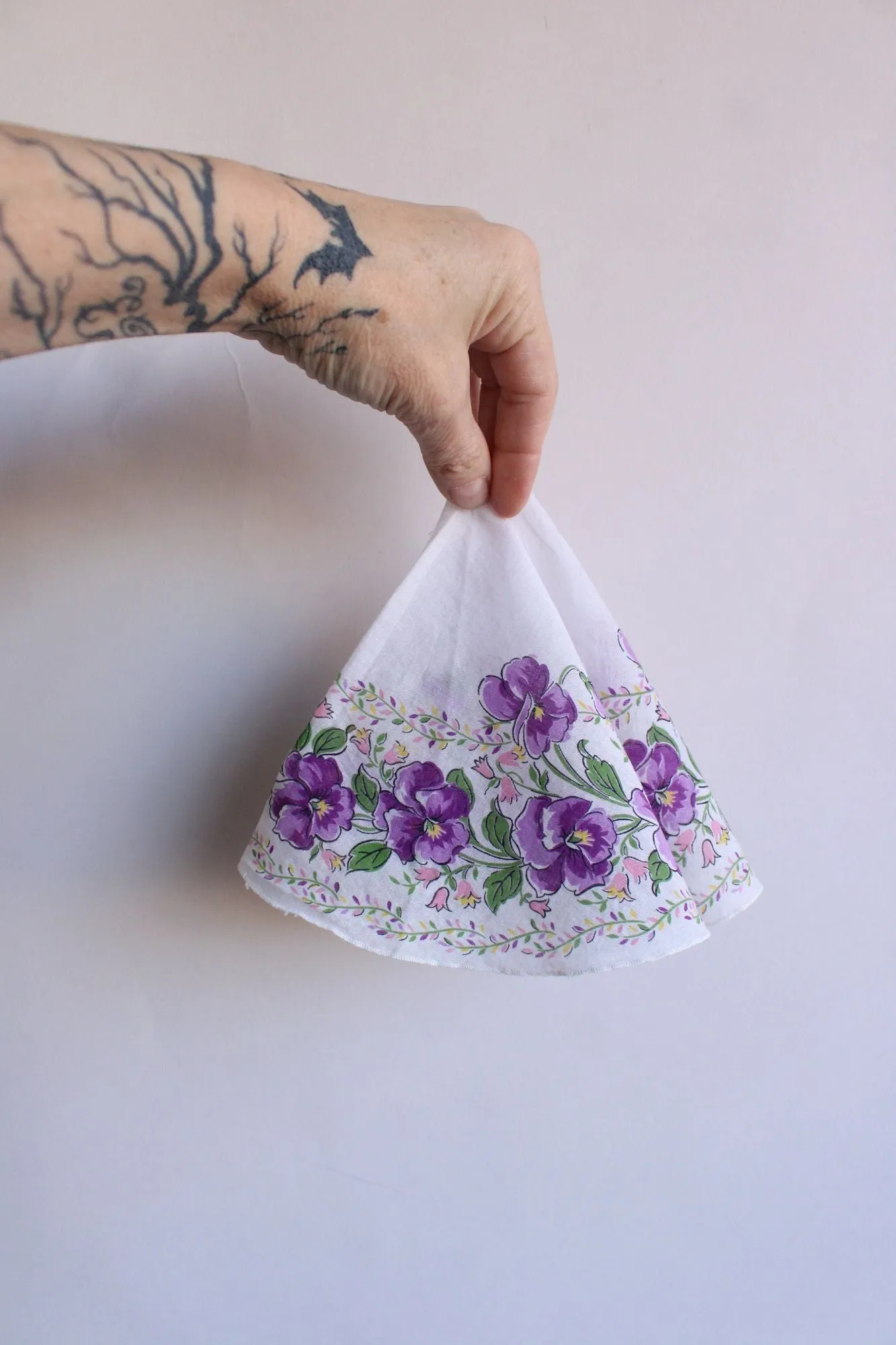 Vintage Violet Print Round Handkerchief
