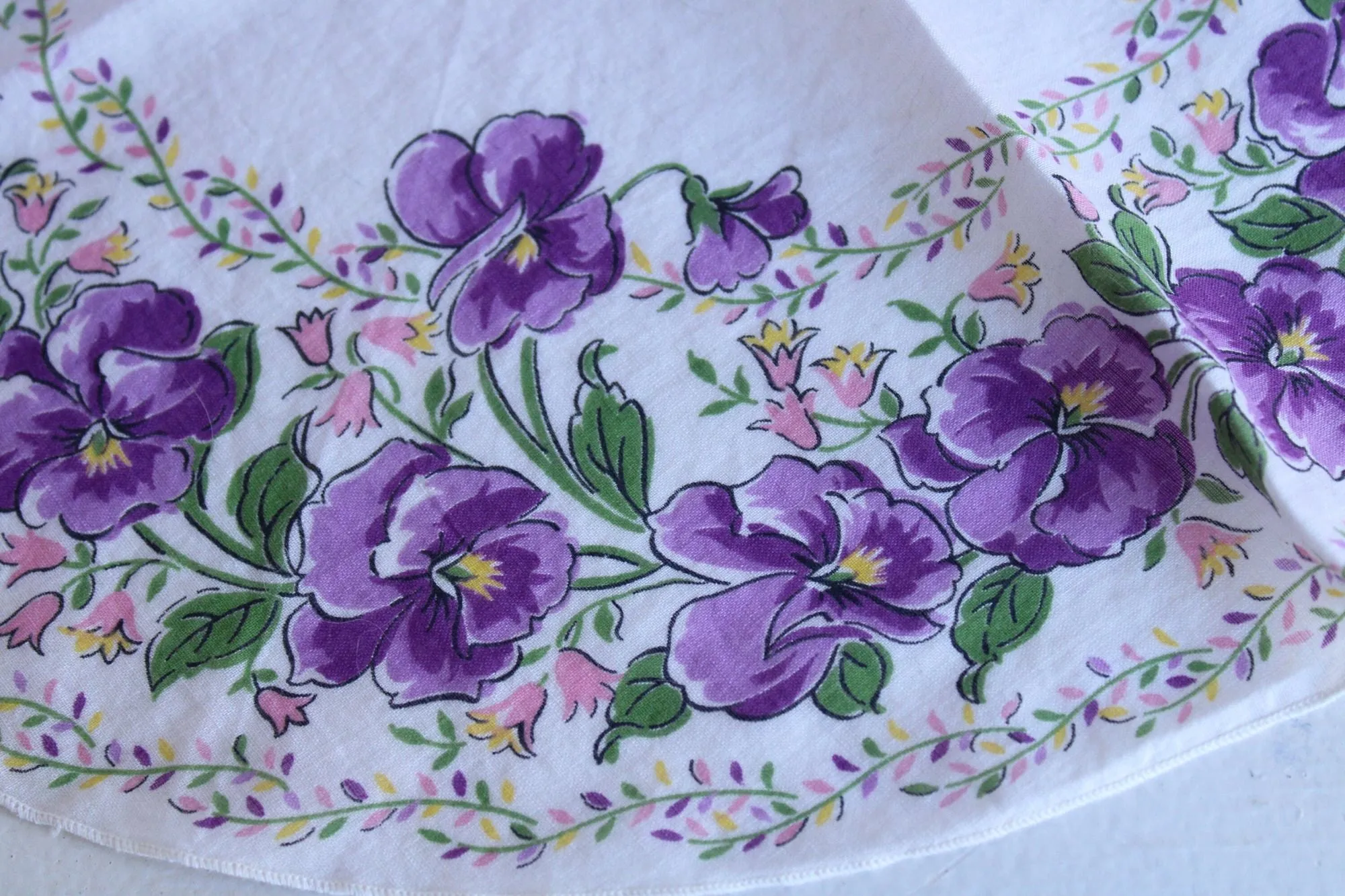 Vintage Violet Print Round Handkerchief