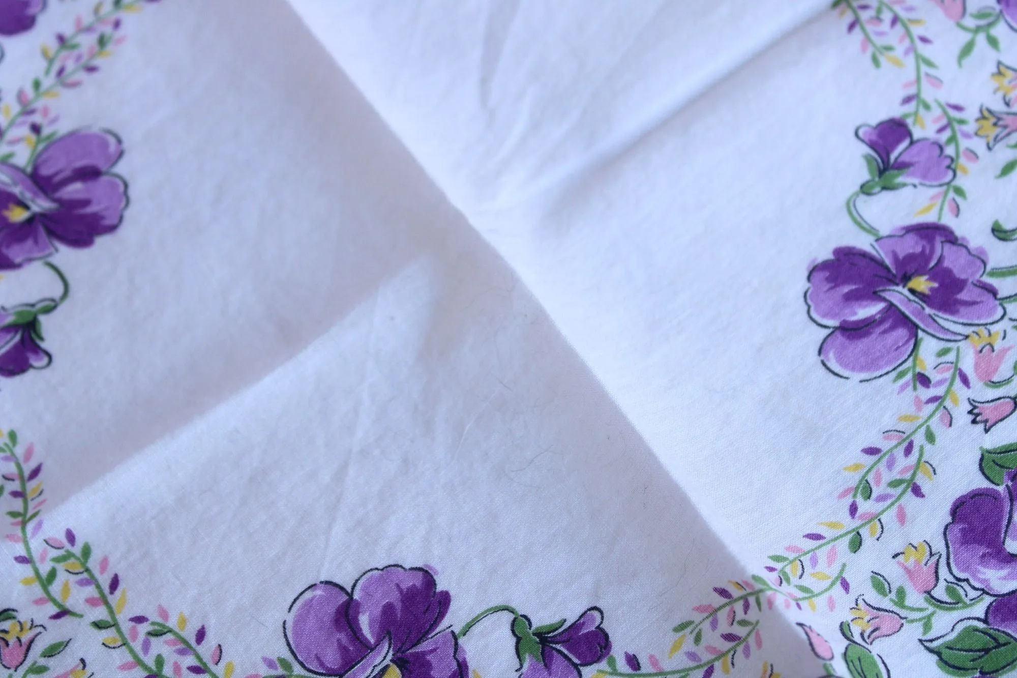 Vintage Violet Print Round Handkerchief