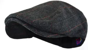Wonderful Fashion Men's Classic Herringbone Tweed Wool Blend Newsboy Ivy Hat (Large/X-Large, Charcoal)
