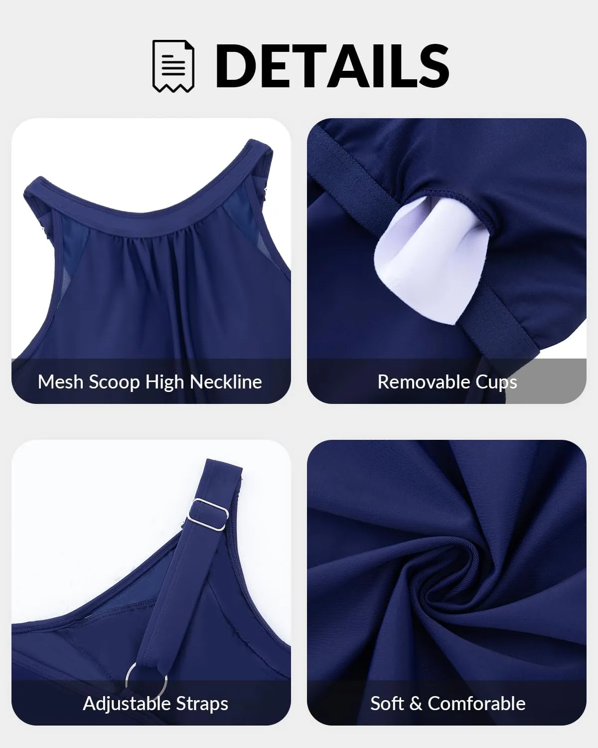 Yonique Tankini Swimsuits with Shorts - Tummy Control Two Piece Blouson Bathing Suits High Neck Swimwear