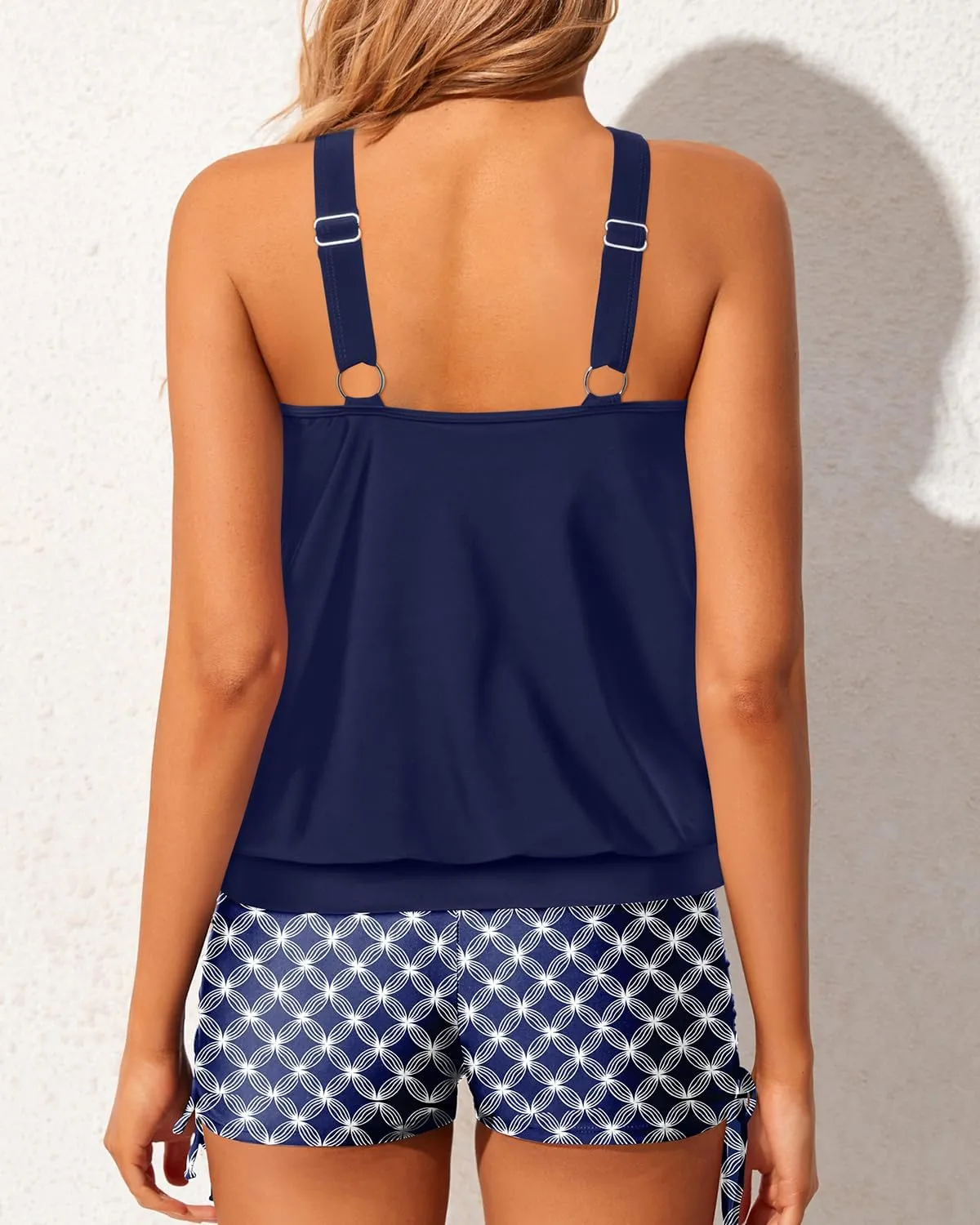 Yonique Tankini Swimsuits with Shorts - Tummy Control Two Piece Blouson Bathing Suits High Neck Swimwear